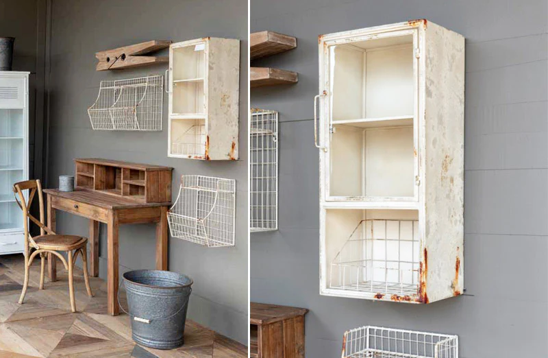 Aged White Water Closet Cabinet