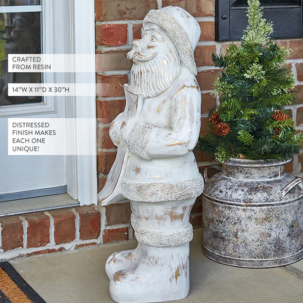 30 Inch Distressed Santa Statue