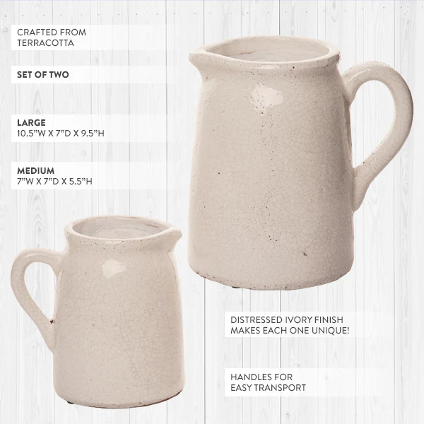 Crackled Finish Terracotta Vases, Set of 2