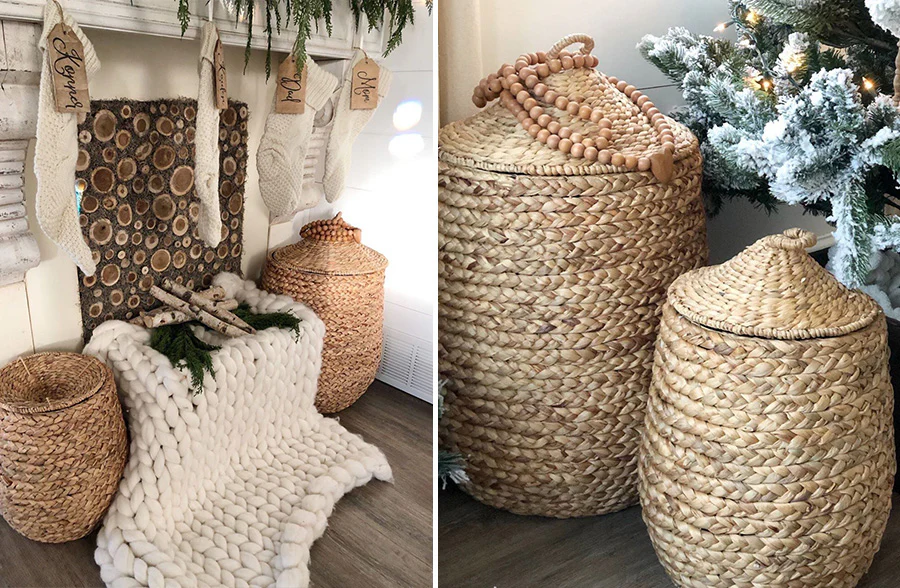 Hyacinth Basket With Lid, Set of 2