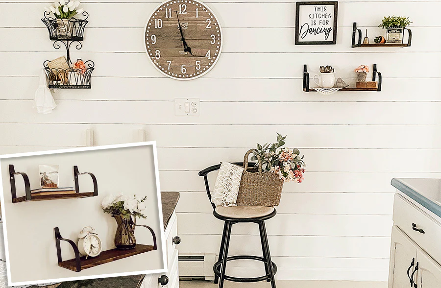 Industrial Wooden Open Shelving, Set of 2