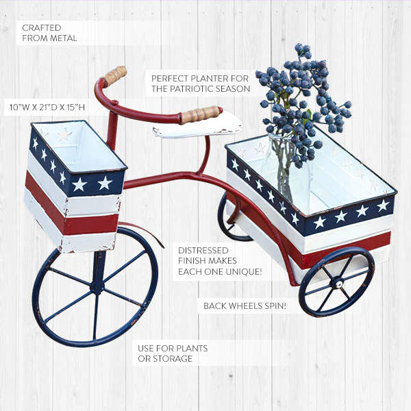 Patriotic Metal Trike Planter