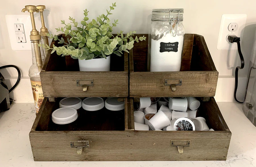 Vintage Wooden File Drawer, Set of 2