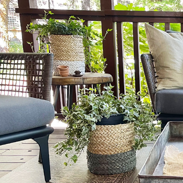 Two-Toned Woven Baskets for Storage, Set of 2