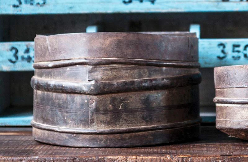 Vintage Iron Pot with Band  Set of 2