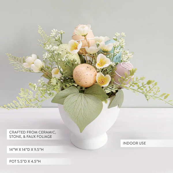 Easter Faux Floral Arrangement with White Vase