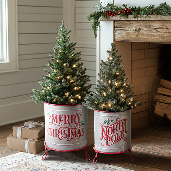 Metal Christmas Storage Containers, Set of Two, Choose Your Style