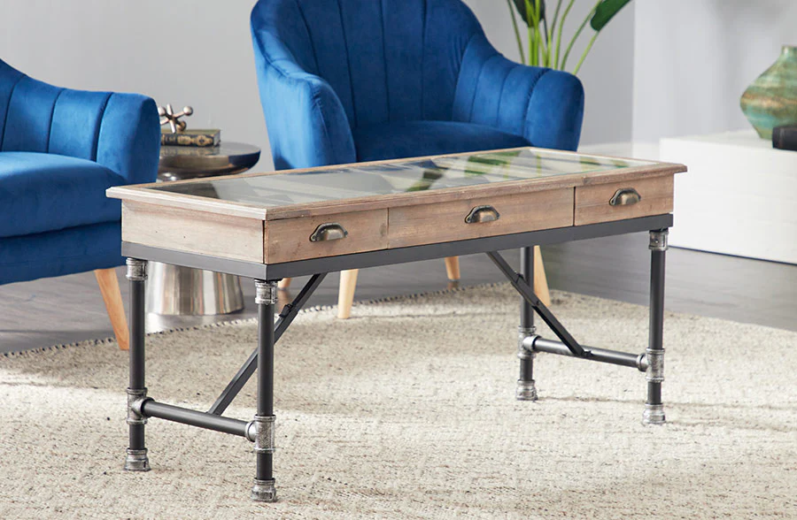 Glass Top Storage Coffee Table