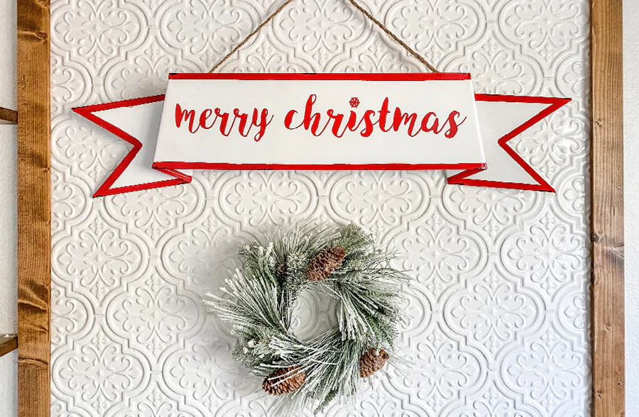 Distressed Metal Merry Christmas Banner