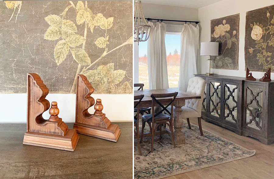 Wooden Finial Corbel Bookends, set of 2