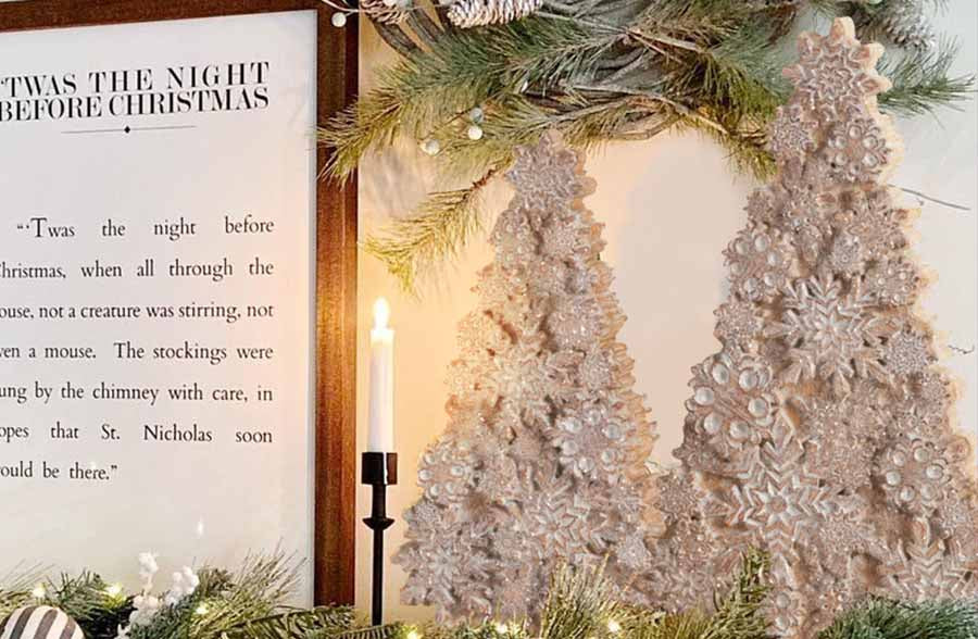 Glistening Snowflake Covered Trees, Set of 2