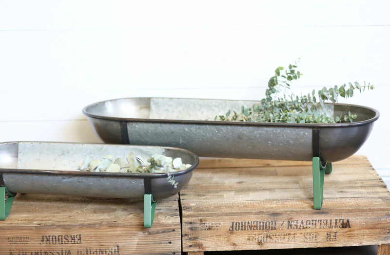 Metal Trough Planter  Set of 2