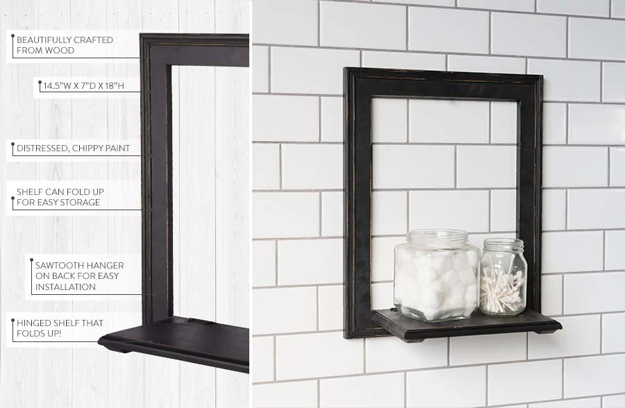 Black Wooden Framed Shelf