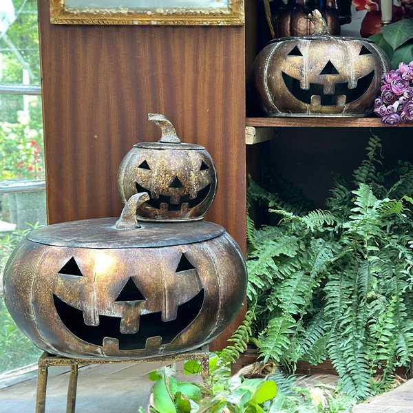 Huge Metal Jack O Lanterns, Set of Three, Choose Your Color
