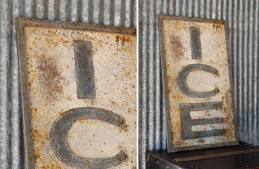 Aged Metal Ice Sign