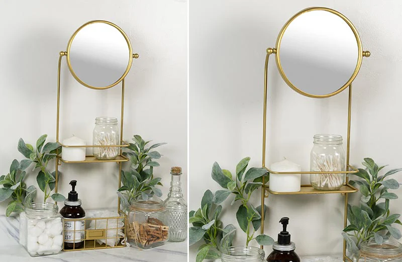 Gold Hanging Mirror With Shelves