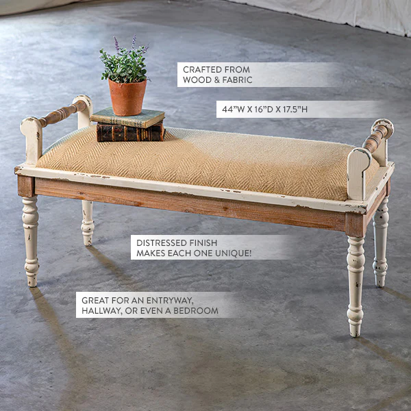 Chippy White Cushioned Bench