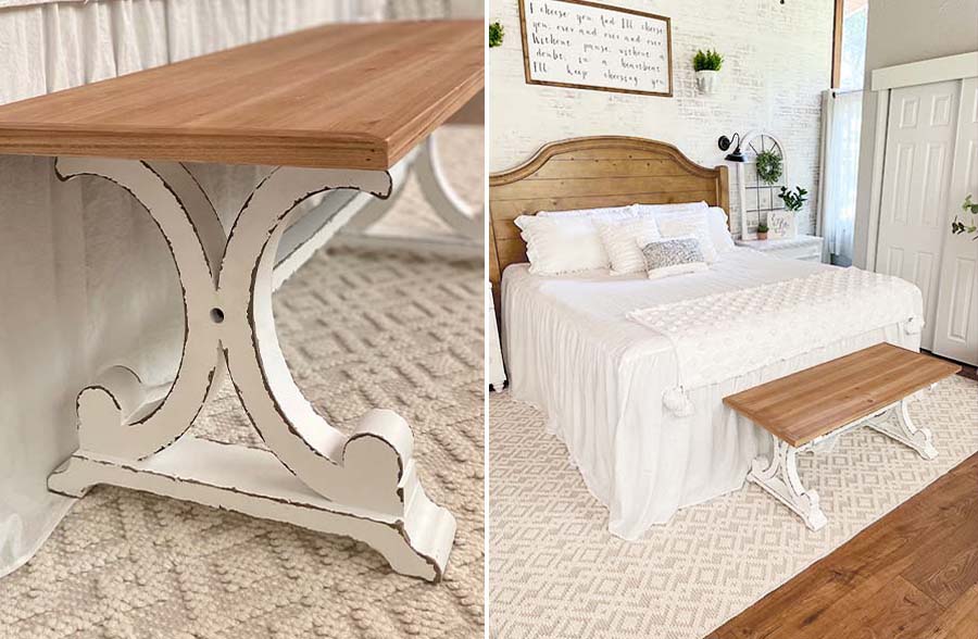 Distressed Wooden Corbel Bench