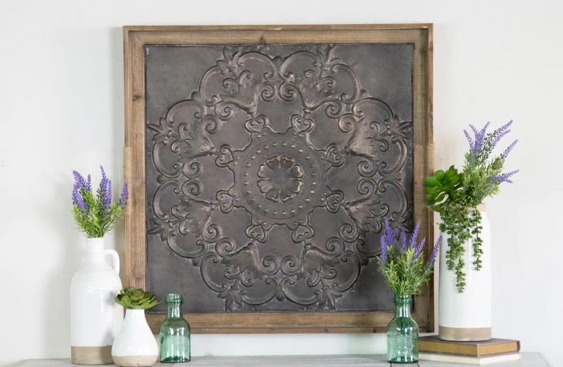 HUGE Wooden Framed Antique Wall Medallion