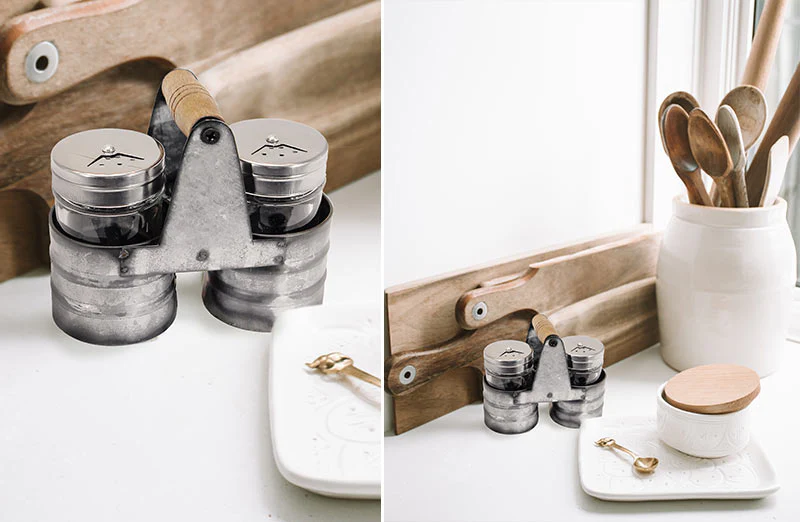 Galvanized Salt And Pepper with Caddy