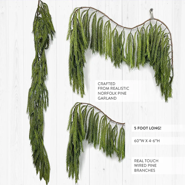 Real Touch 5 Foot Norfolk Pine Garland