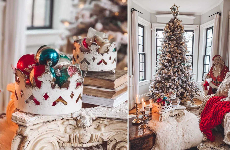 Distressed Metal Crown Decor, Set of 2