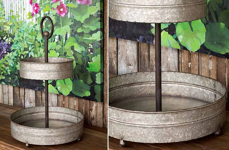 Galvanized Two Tier Serving Tray