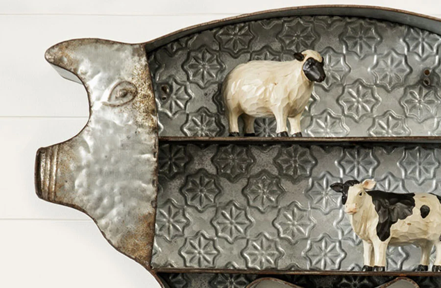Galvanized Pig Wall Shelf