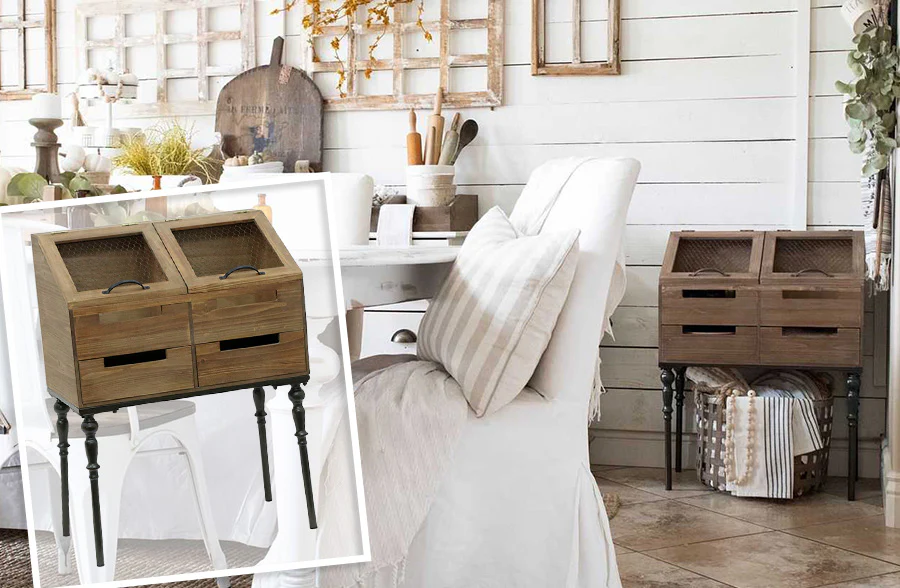 Rustic Wood Cubby Table