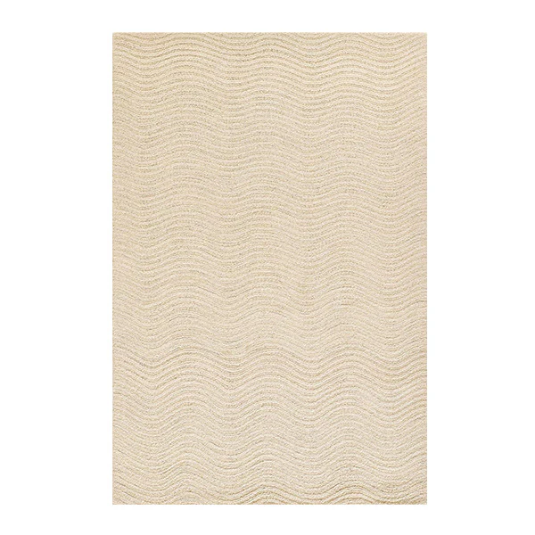 Hand Tufted Wavy Ivory Area Rug, Pick Your Size