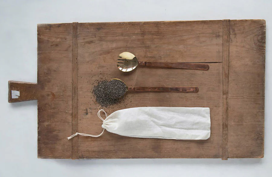 Brass Salad Servers in Drawstring Bag, Set of 2