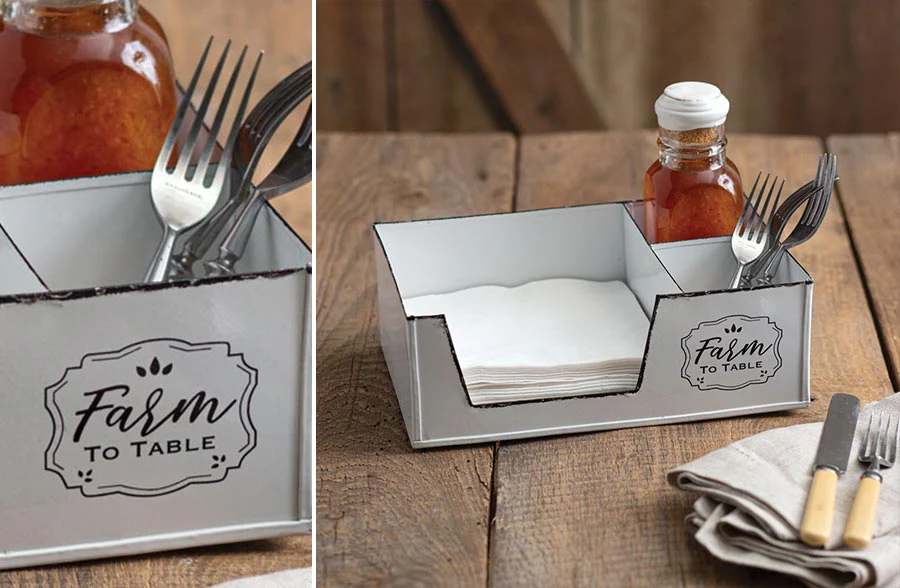 Farm to Table Enamel Napkin Caddy