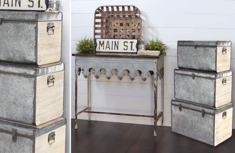 *HUUUGE* Rustic Galvanized Trunks  Set of 3
