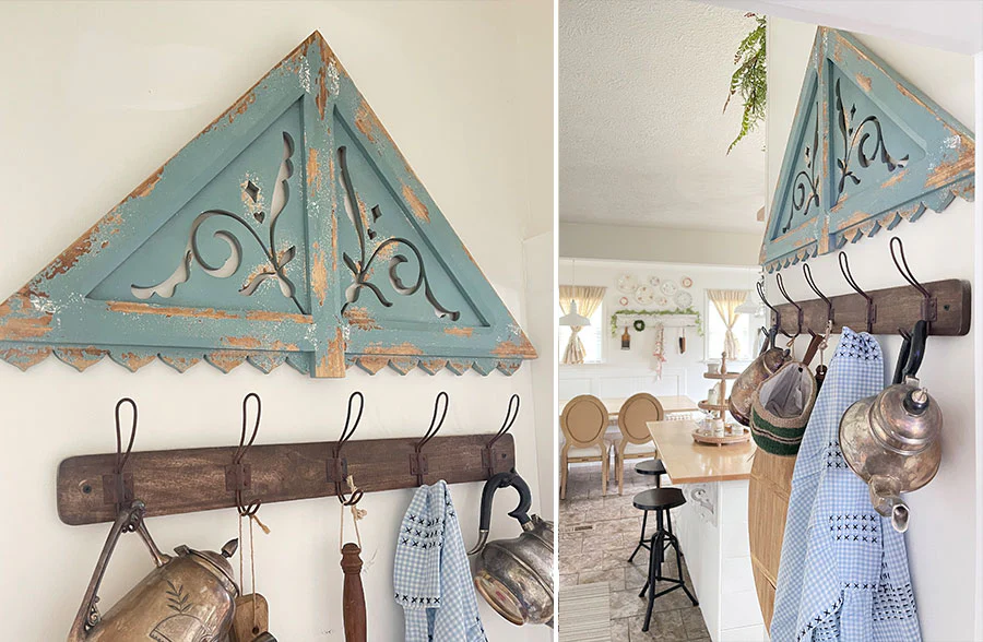 Distressed Teal Wall Gable