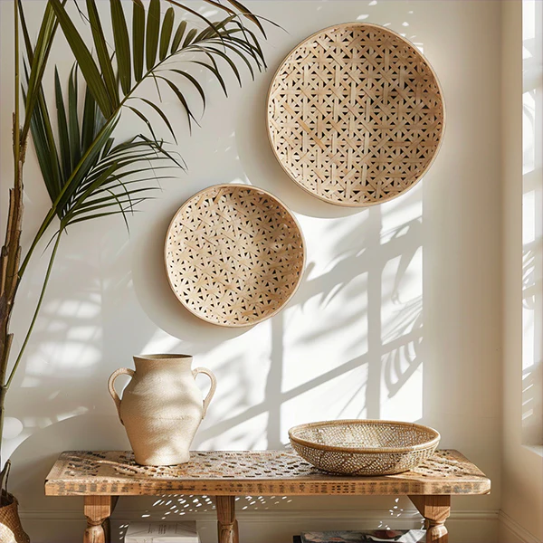 Boho Bamboo Baskets, Set of Two