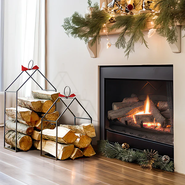 HUGE House Shaped Log Holders, Set of 2