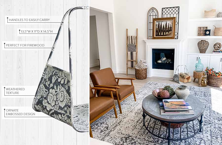 Ornate Metal Kindling Caddy