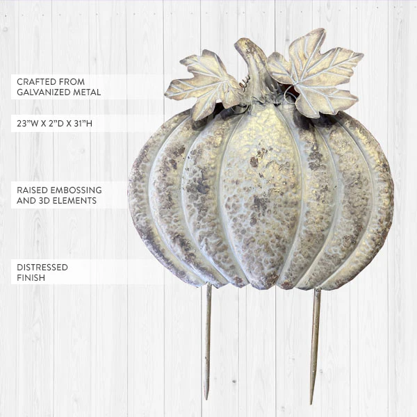 Huge Galvanized Pumpkin Yard Stake
