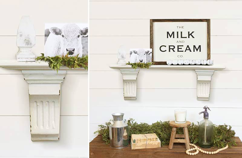 Antique White Wooden Corbel Shelf