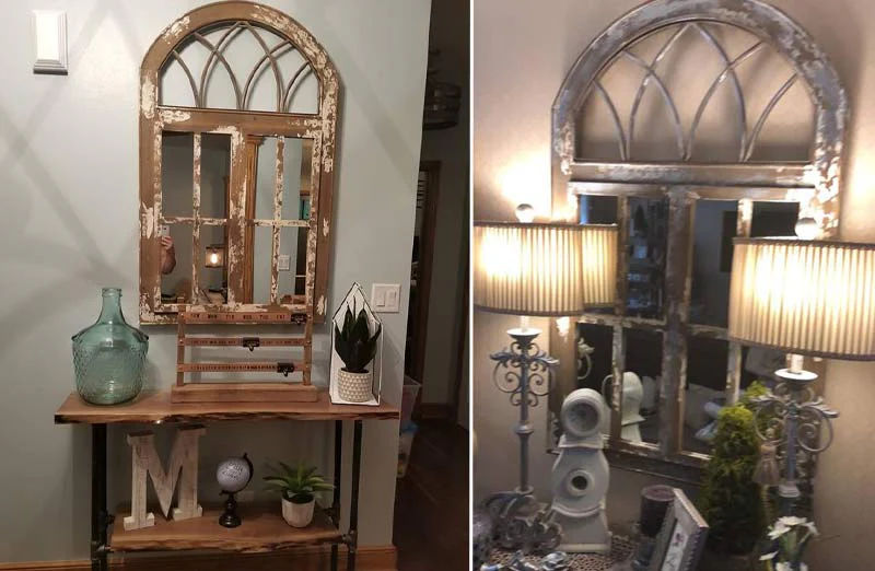 HUGE Arched Window Pane Mirror