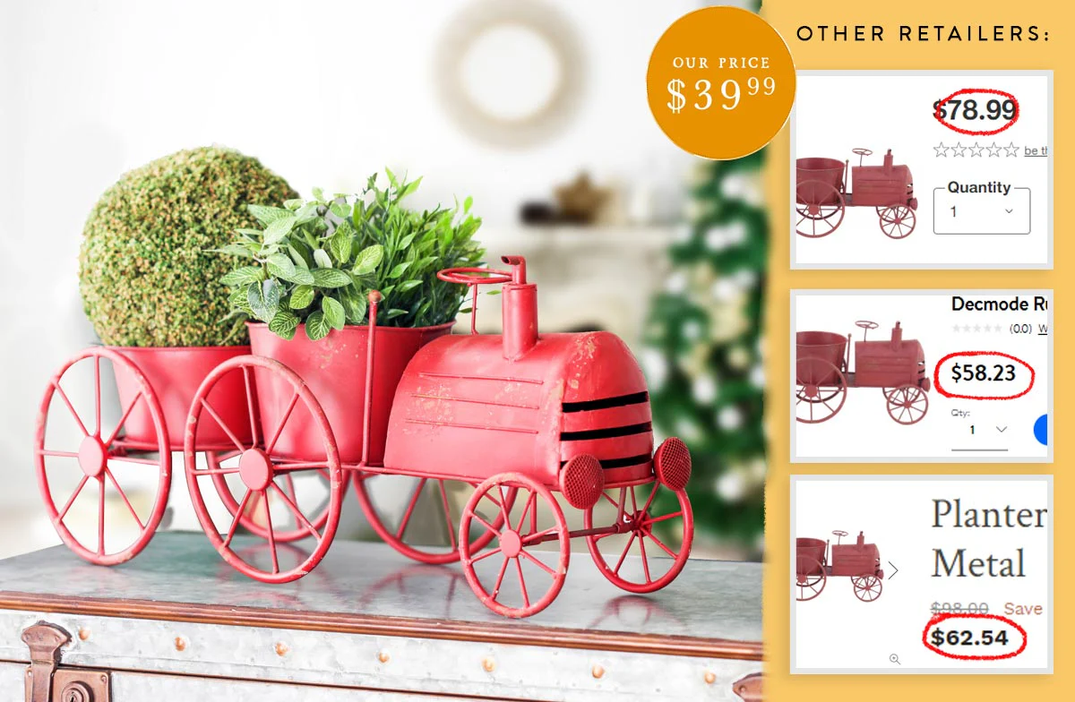 Distressed Red Tractor Planter