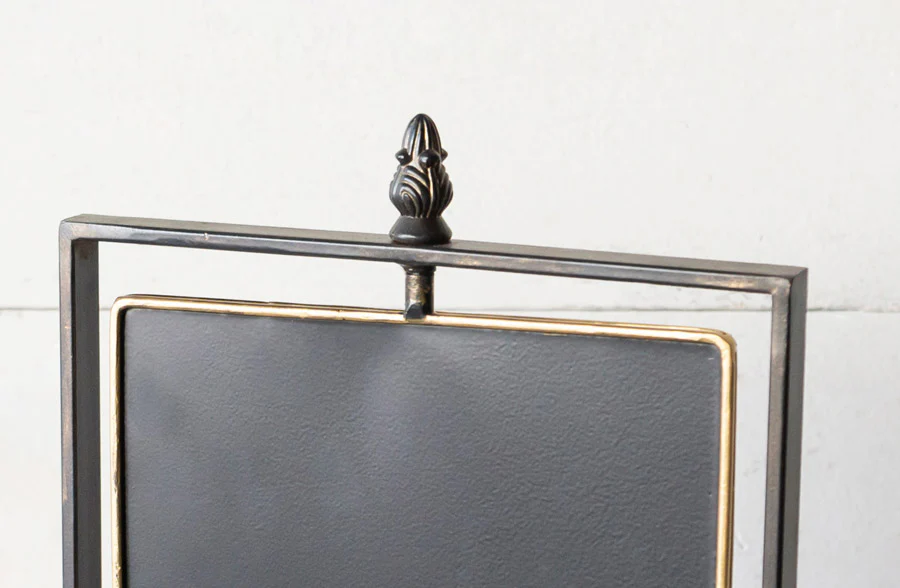 Golden Trimmed Chalkboard on Metal Stand