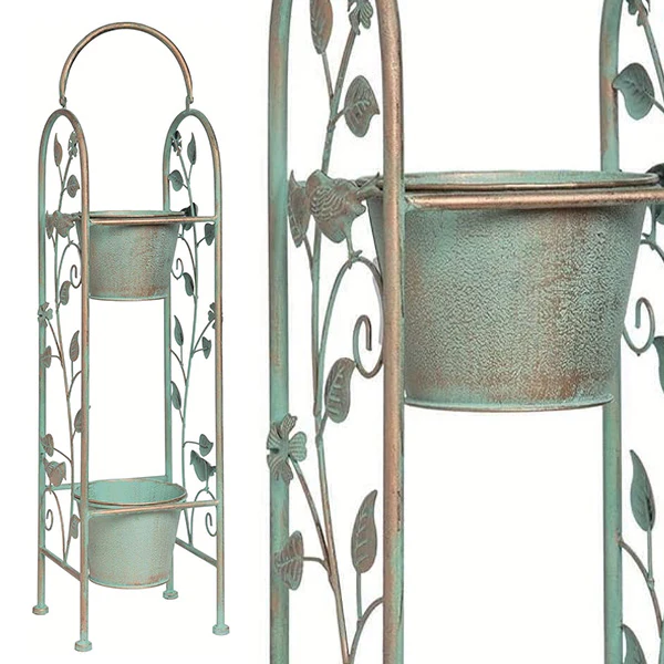 Distressed Metal Stacked Plant Stand