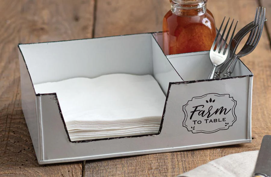 Farm to Table Enamel Napkin Caddy