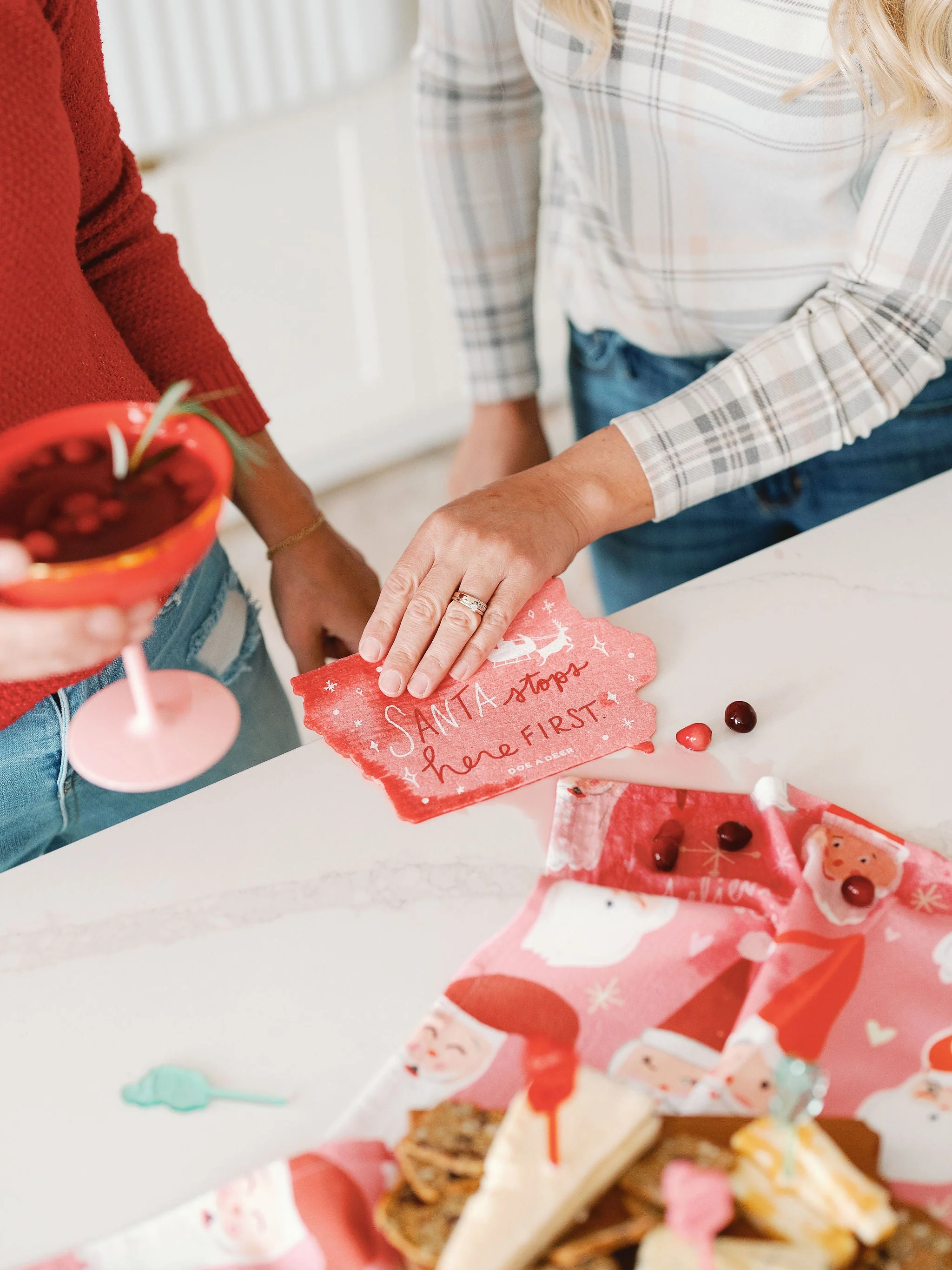 Santa Stops Here First - Swedish Dishcloth