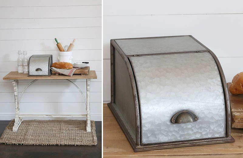 Large Galvanized Metal Bread Box