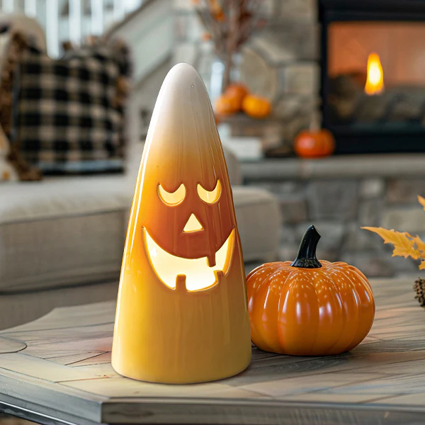 Ceramic Candy Corn Jack-O-Lantern