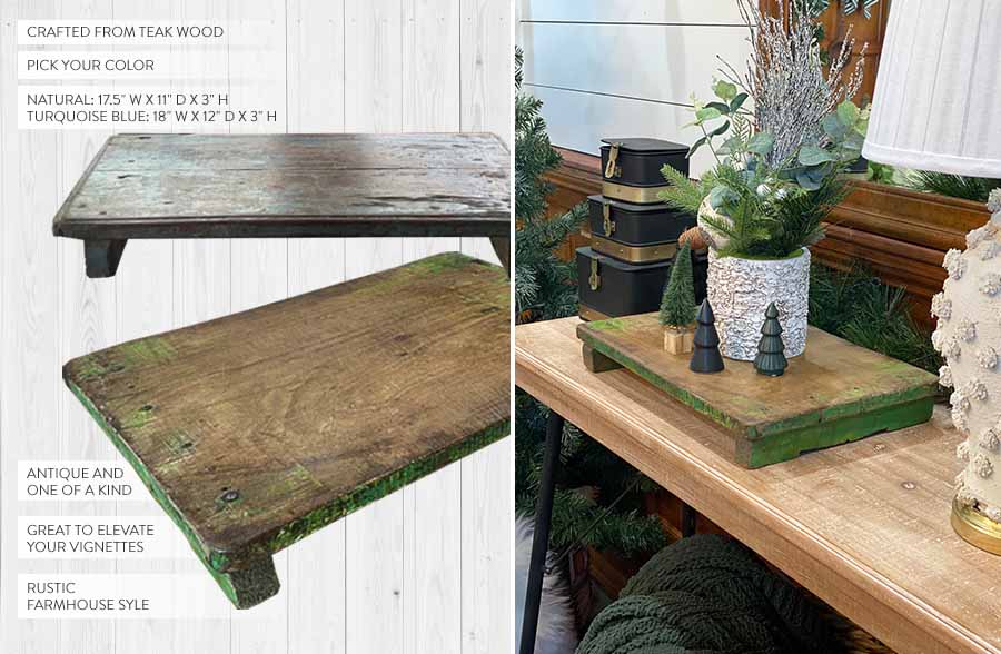 FOUND Antique Teak Wood Riser, Pick Your Color