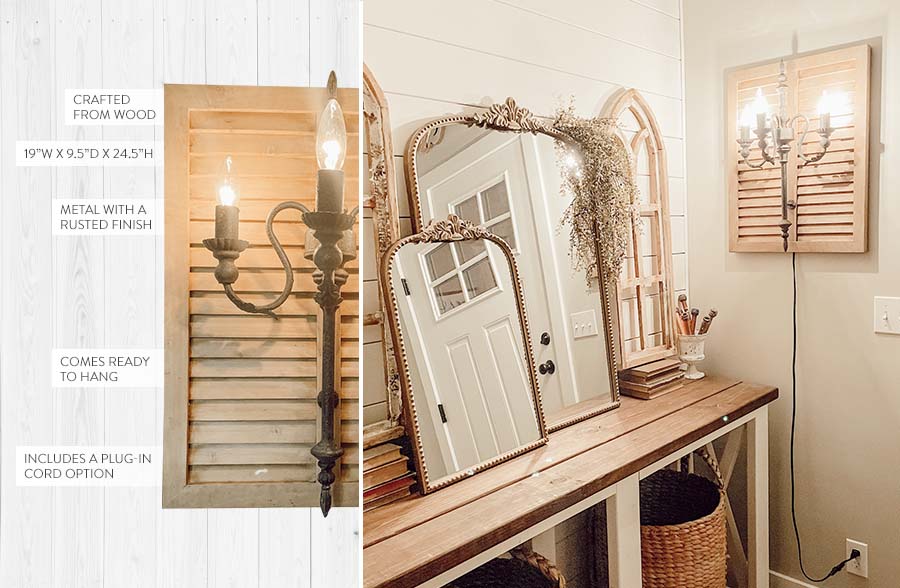 Rustic Shutter Candelabra Wall Sconce