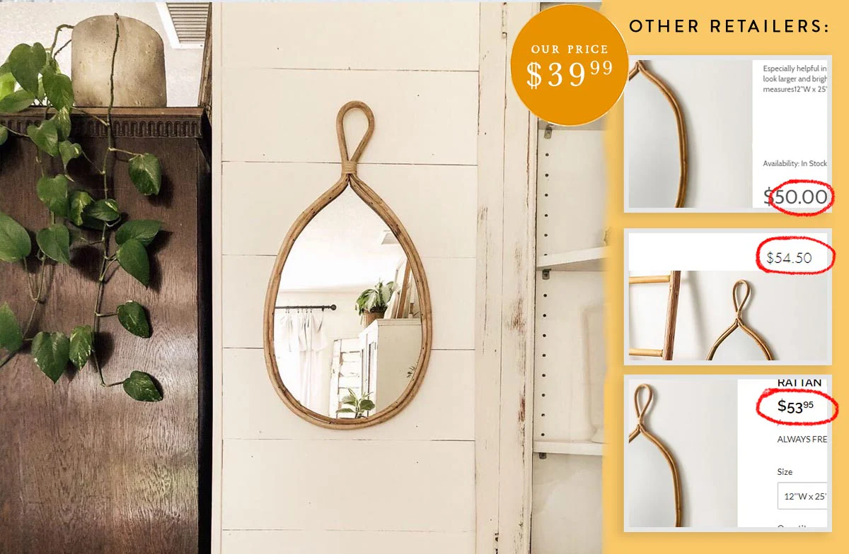 Rattan Teardrop Mirror